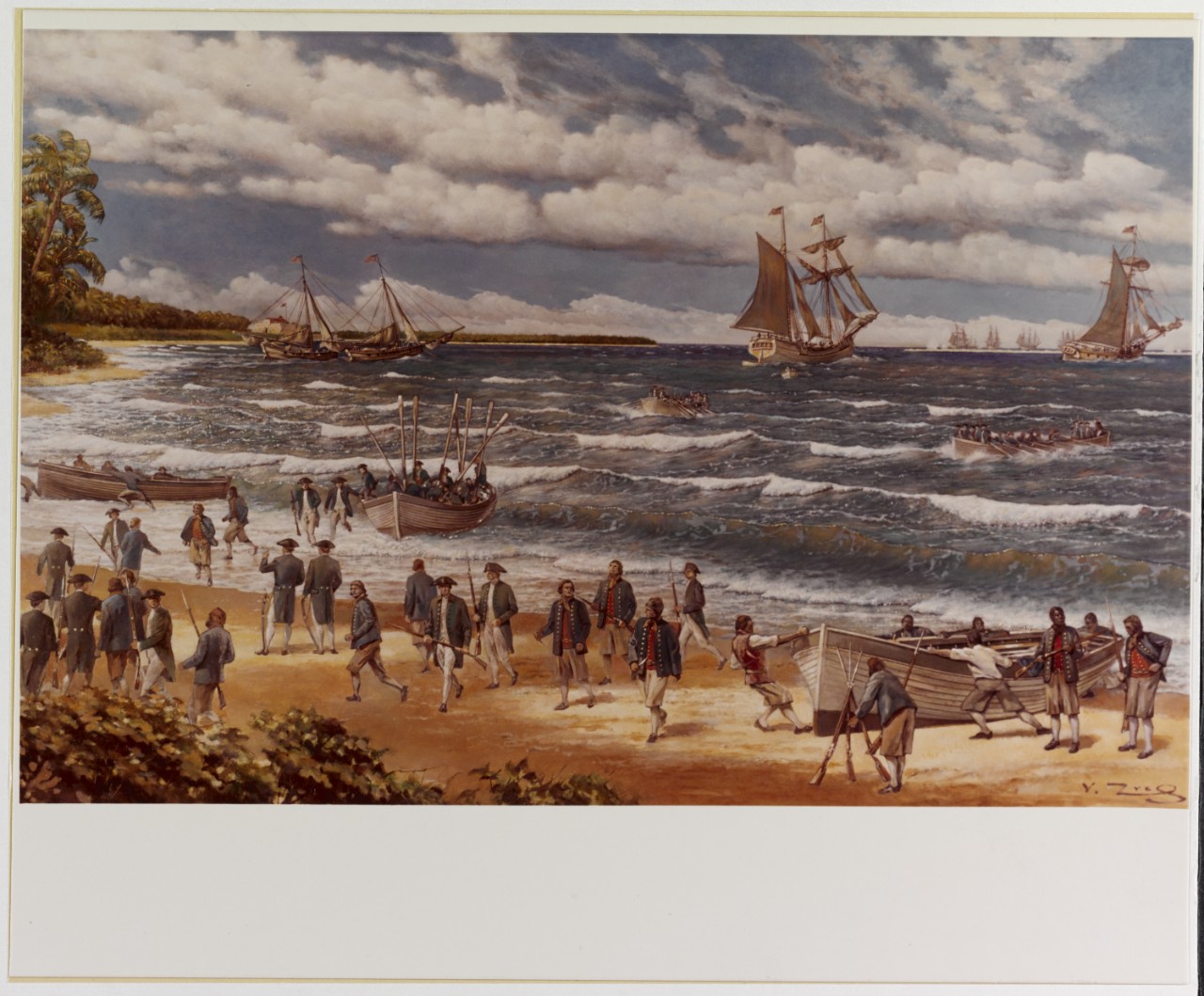 Image of first overseas Expedition of the Continental Navy at the shore